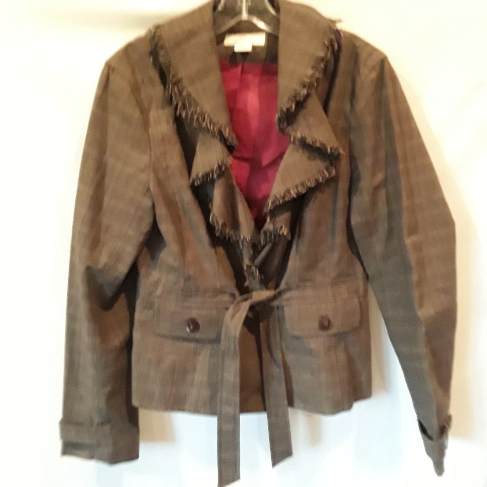 Like New Bob Timberlake black tan plaid jacket